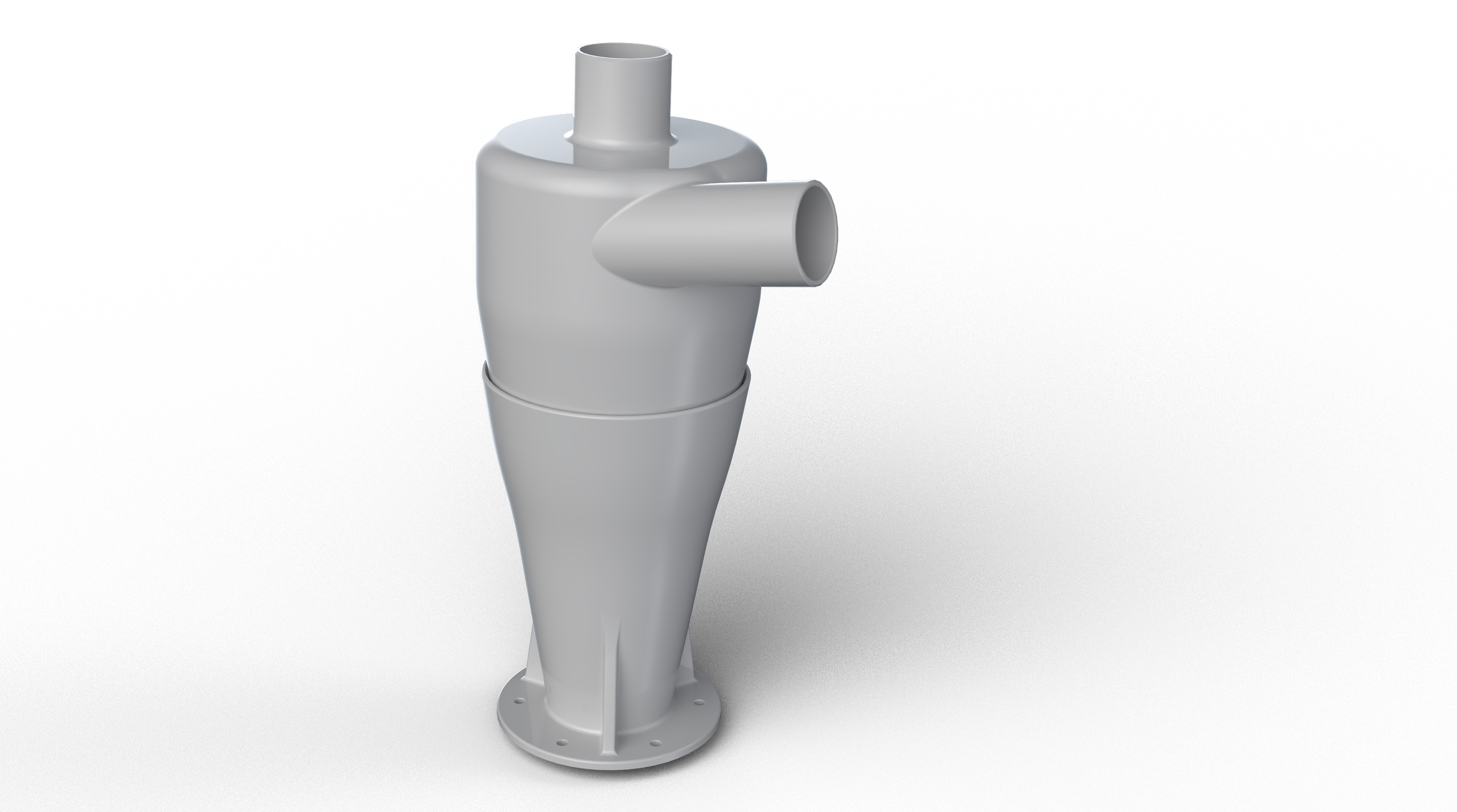 This high-performance cyclone separator was designed using Siemens NX advanced surface modeling to ensure maximum airflow efficiency