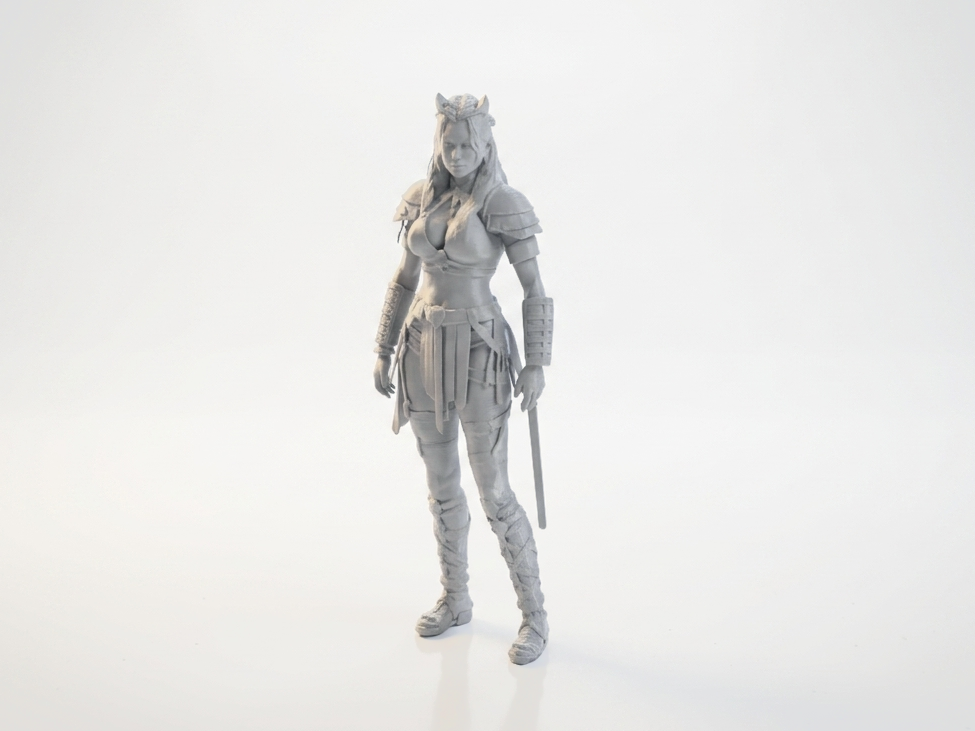 Lady Warrior Fantasy Figurine Female 3D Printable