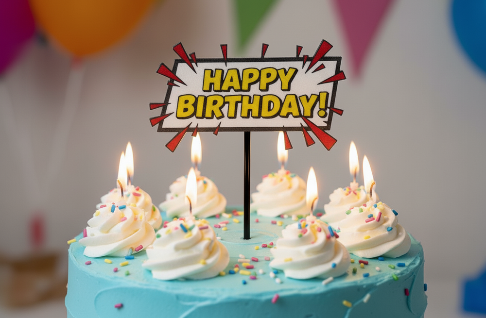 HAPPY BIRTHDAY Cake Sign / Plaque / Tag