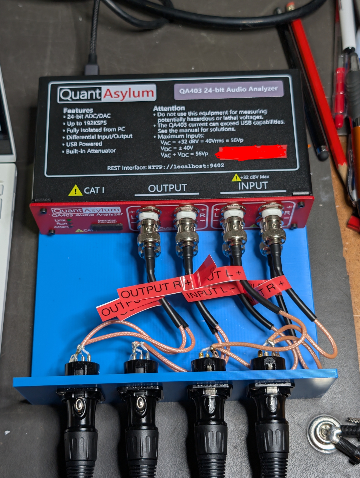 XLR Panel Mount Adapter Plate for QuantAsylum QA403 Audio Analyzer