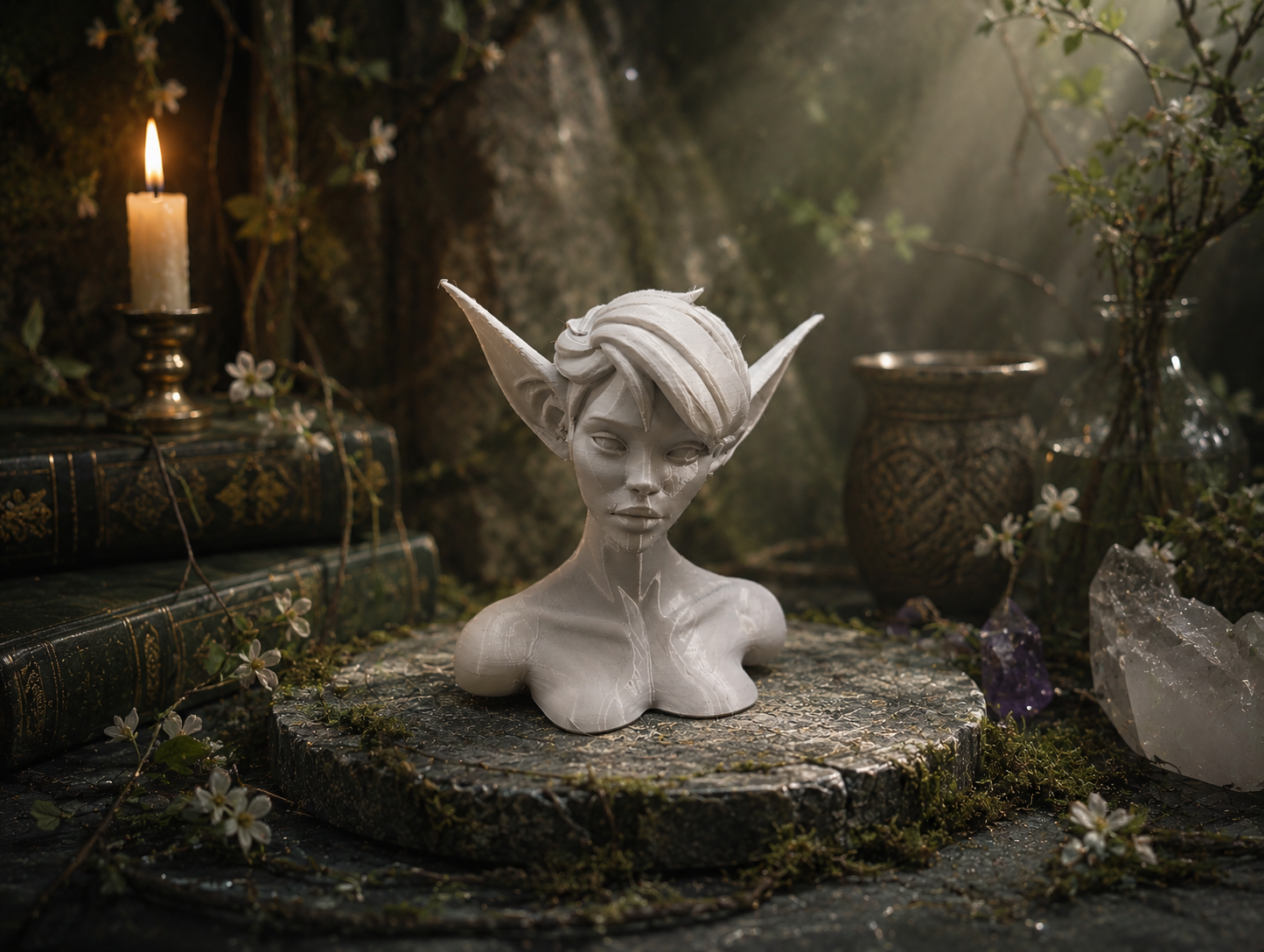 Elf Female Bust - Fantasy Sculpture