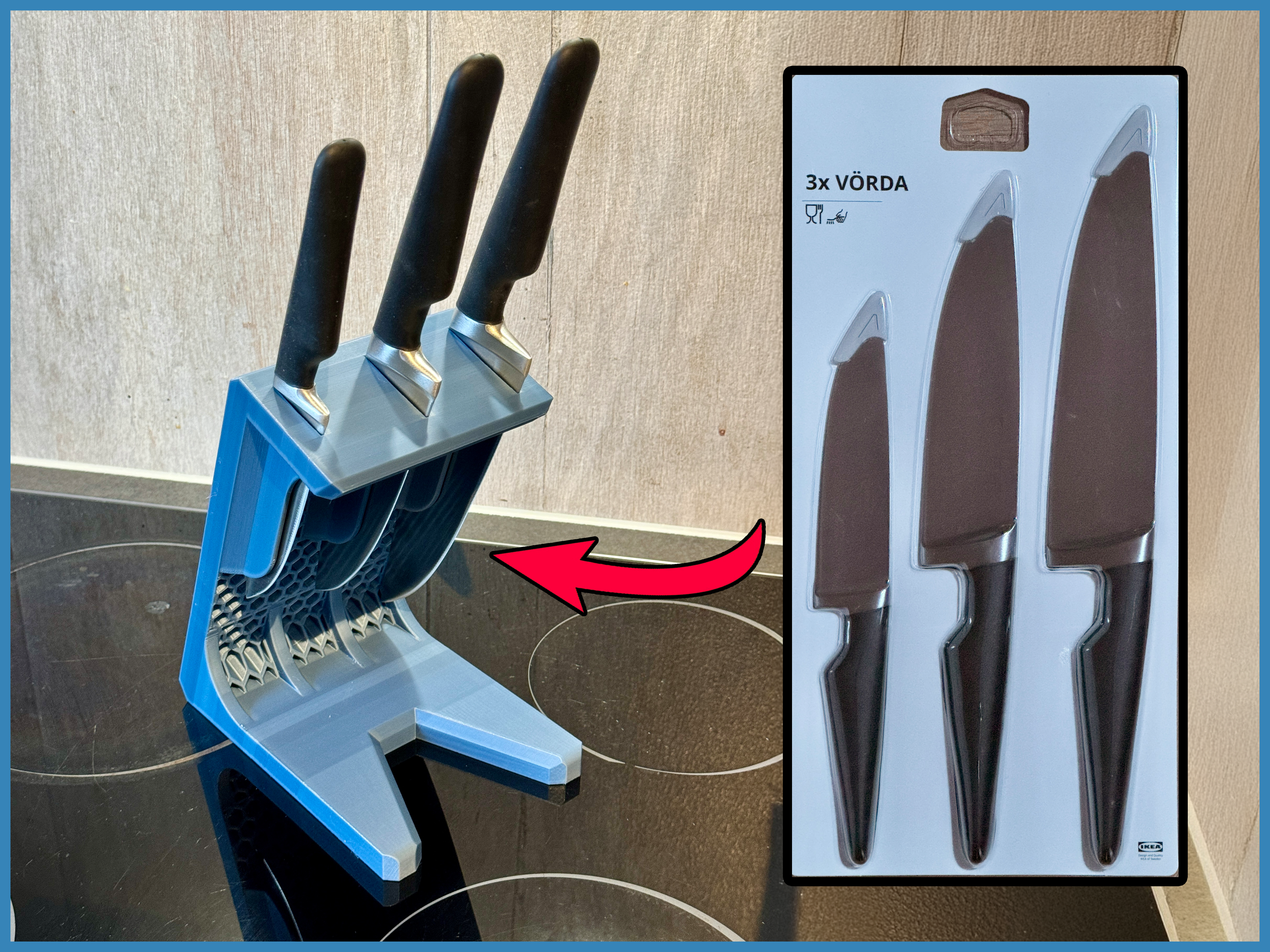 Knifeblock for IKEA "VÖRDA" Knife Set