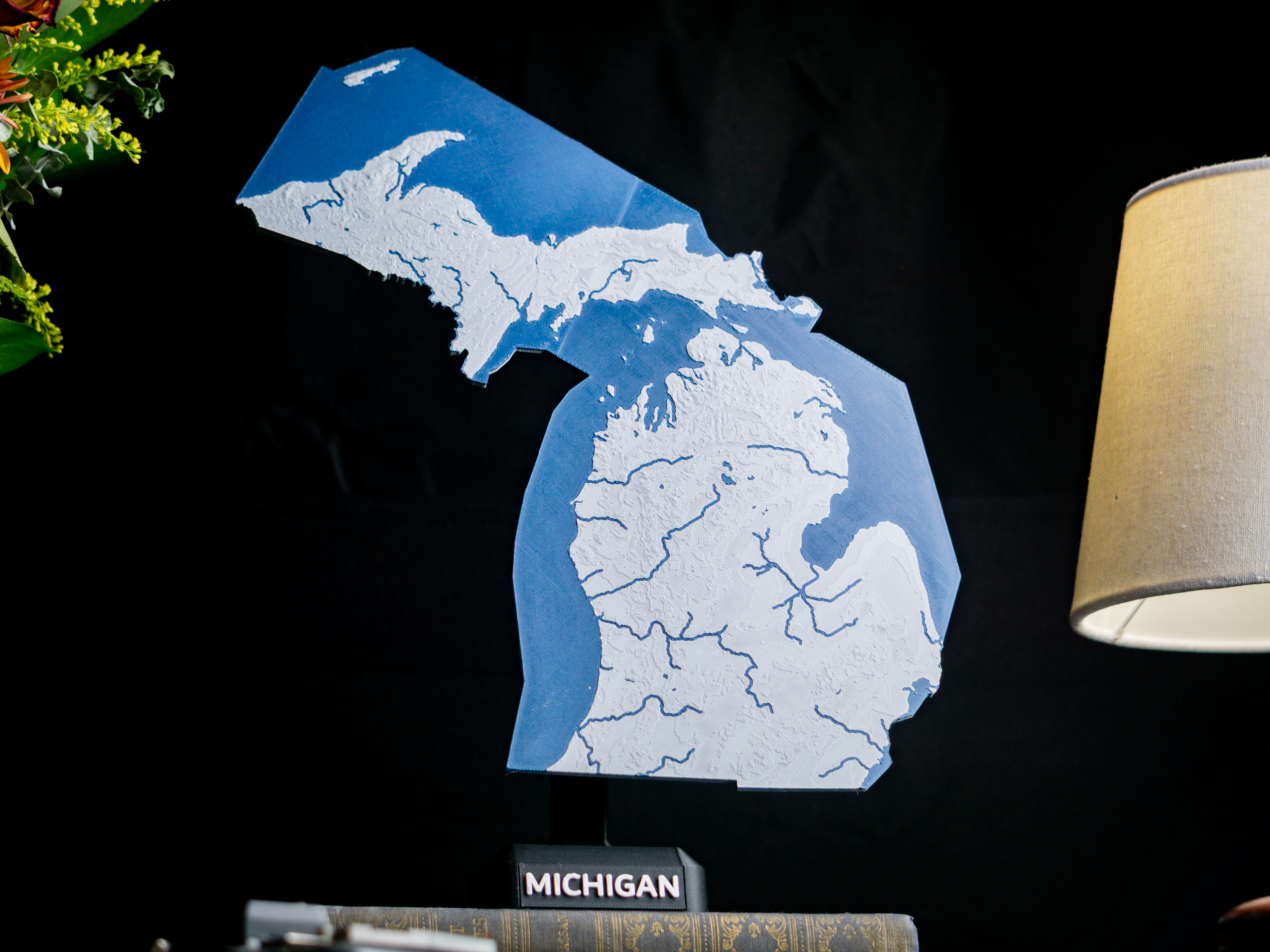 Michigan, USA (MI) Topographic Map with Great Lakes and Rivers