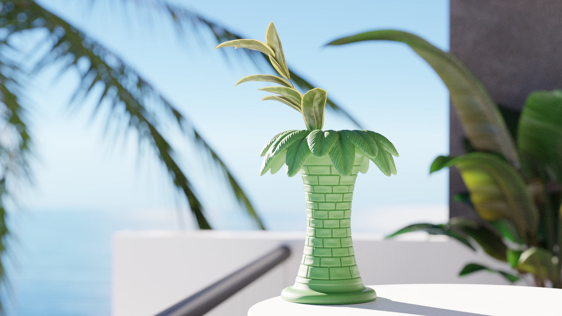 Tropical Palm Tree Vase