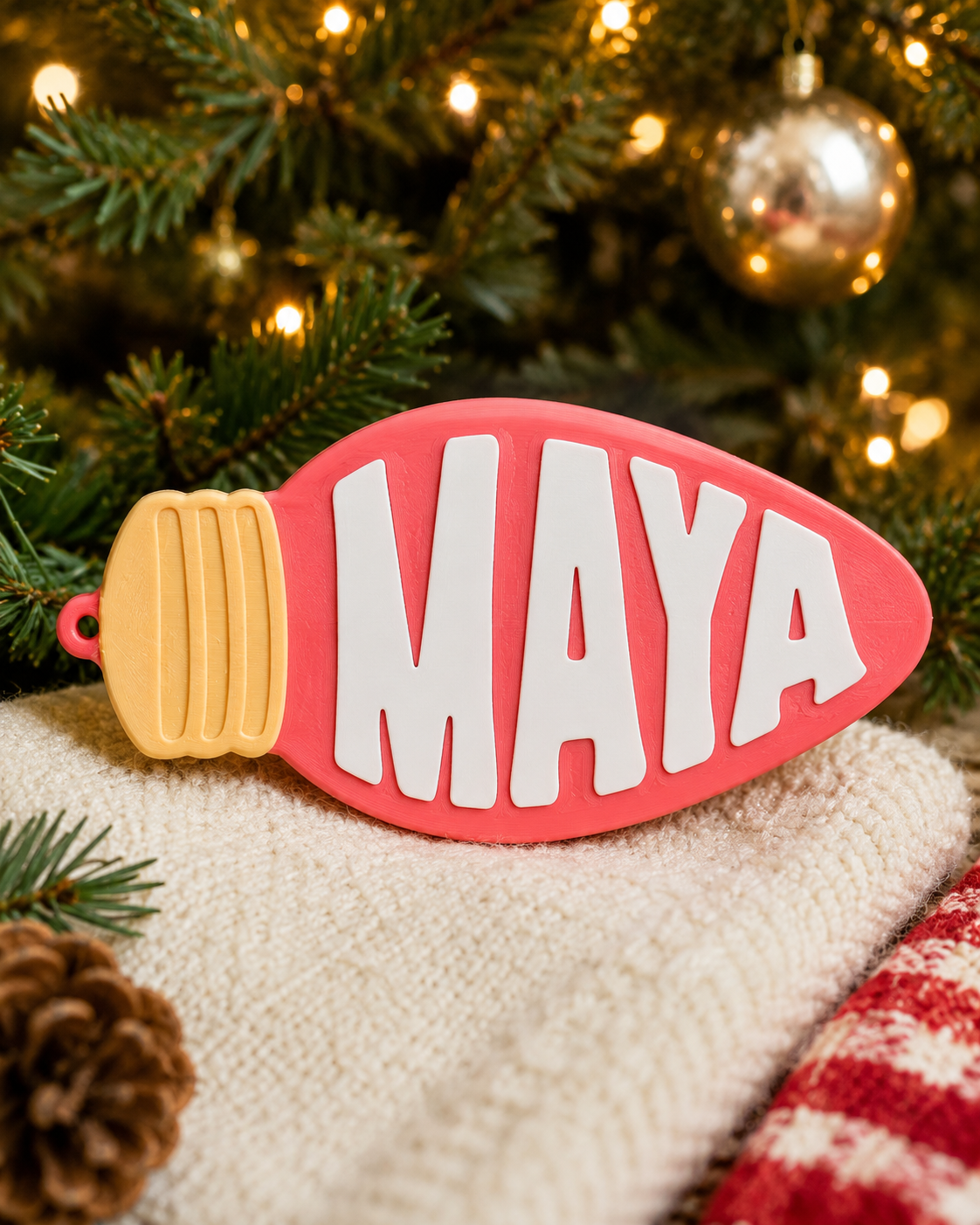 Maya's light bulb name tag