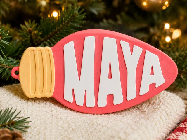 Maya's light bulb name tag