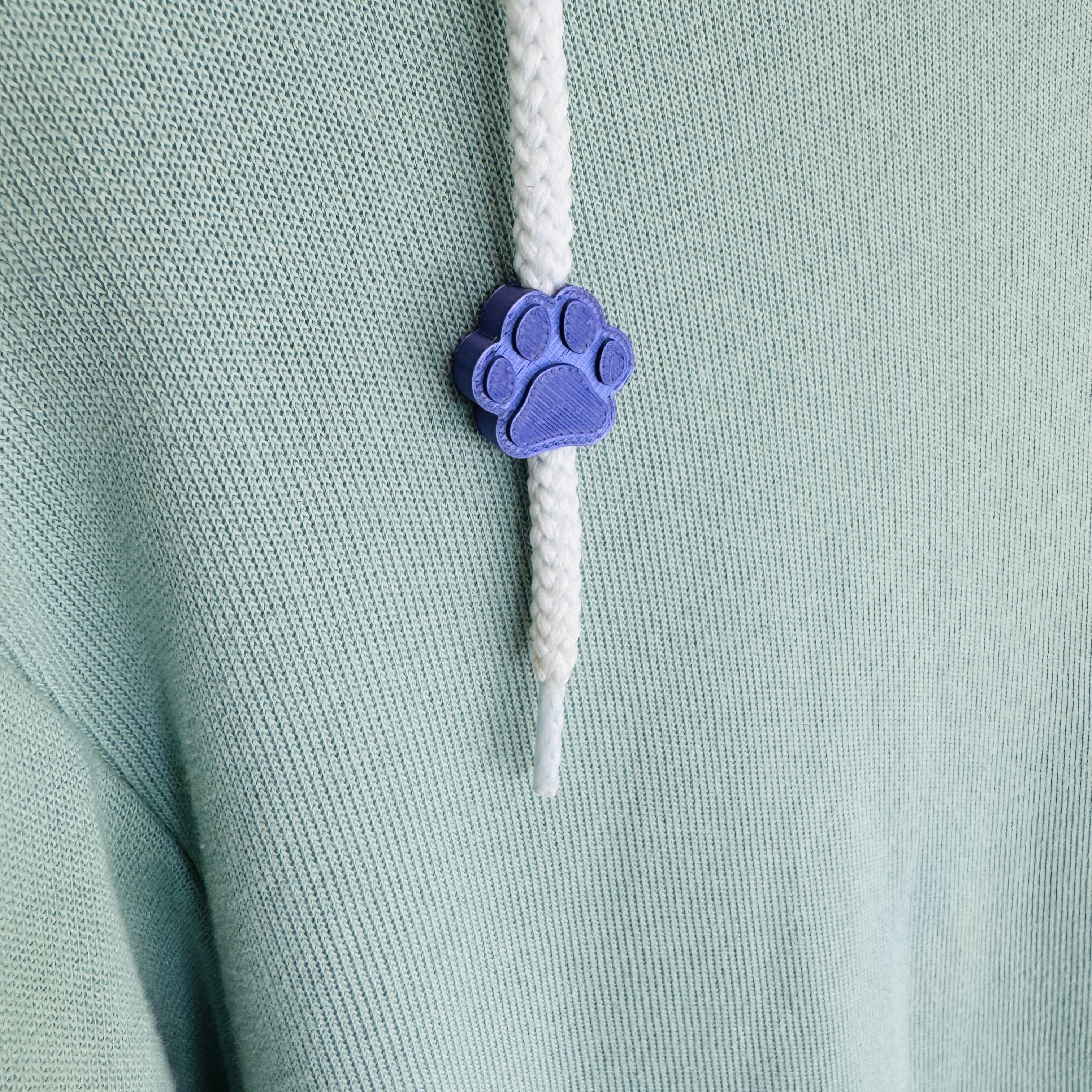 Dog paw bead, drawstring paw print bead, shoe lace paw bead