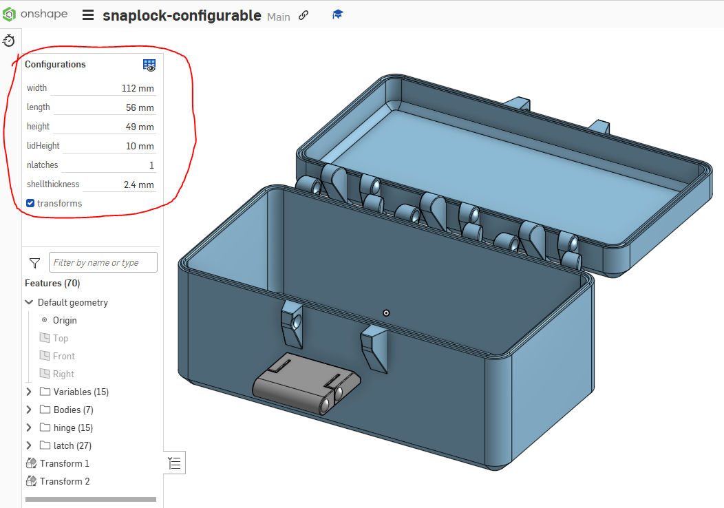 SnapLock Storage Boxes (Parametric Onshape)