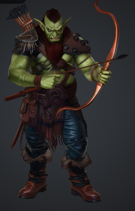 Wilder orc hält einen bogen