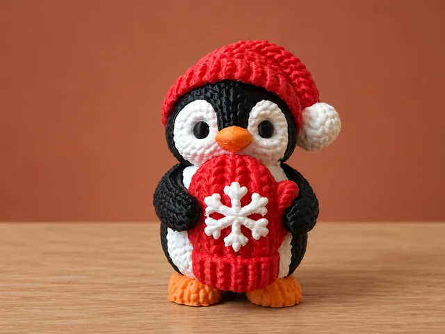 Knitted Christmas Penguin Mitten Hugger