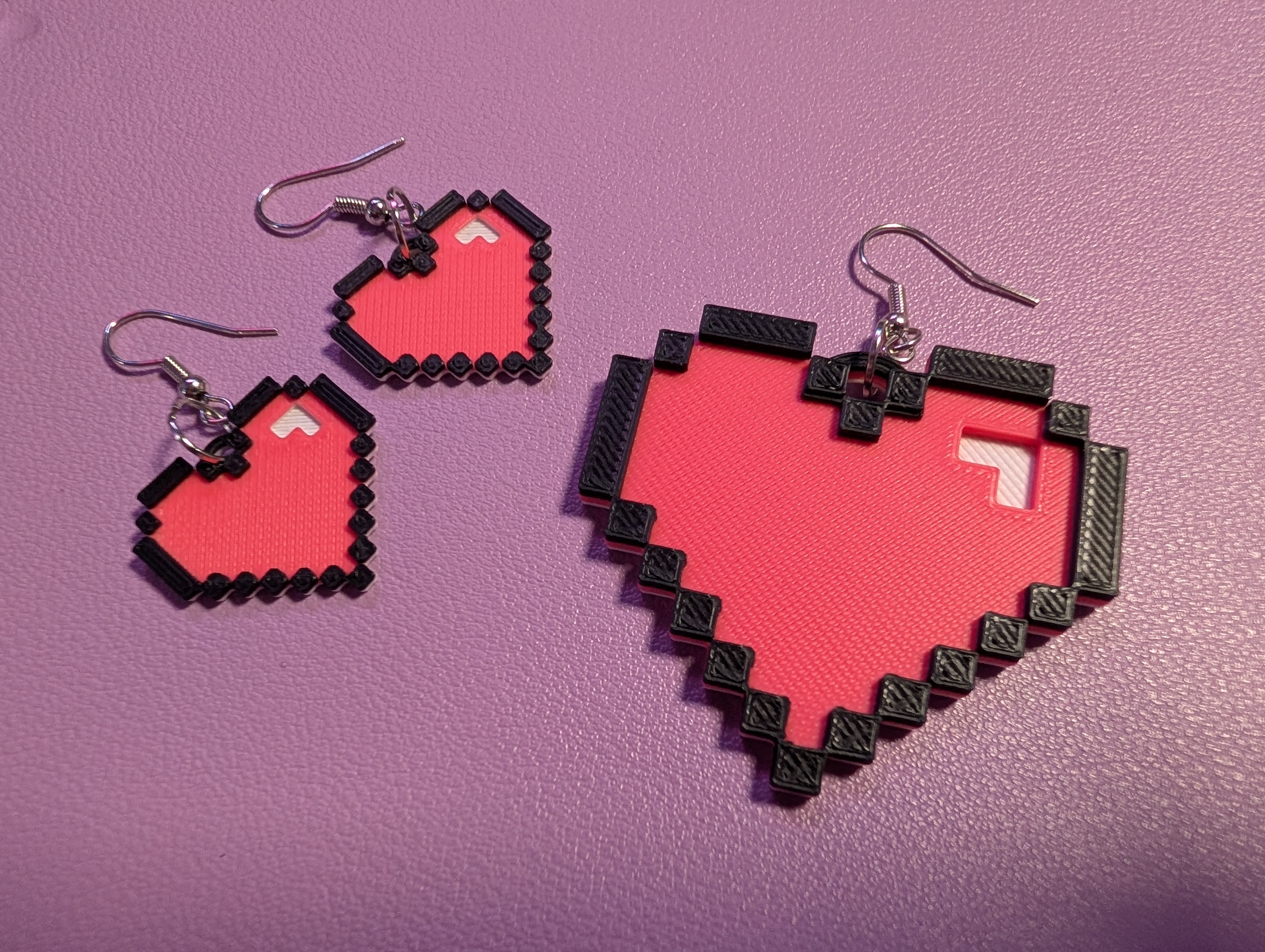 Pixelated Heart Earrings (Minecraft Heart)