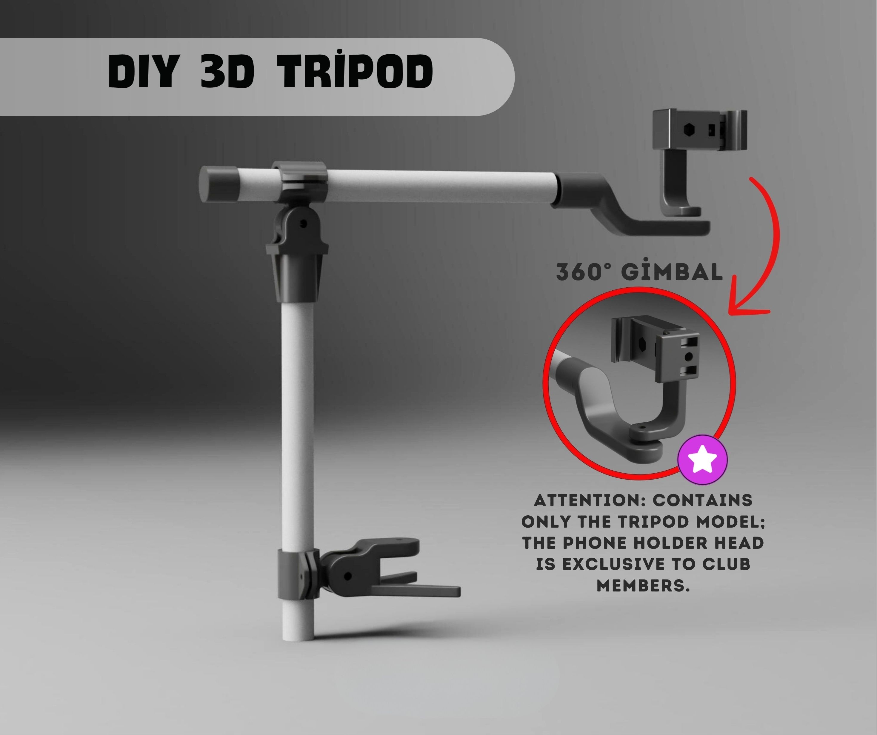 Universal Tripod, 3D Print Adjustable Camera and Phone Mount - Ergonomic Design for Video and Photography STL files