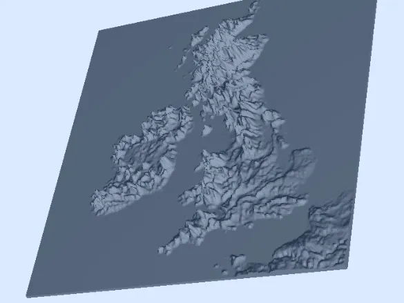 UK and Ireland relief map