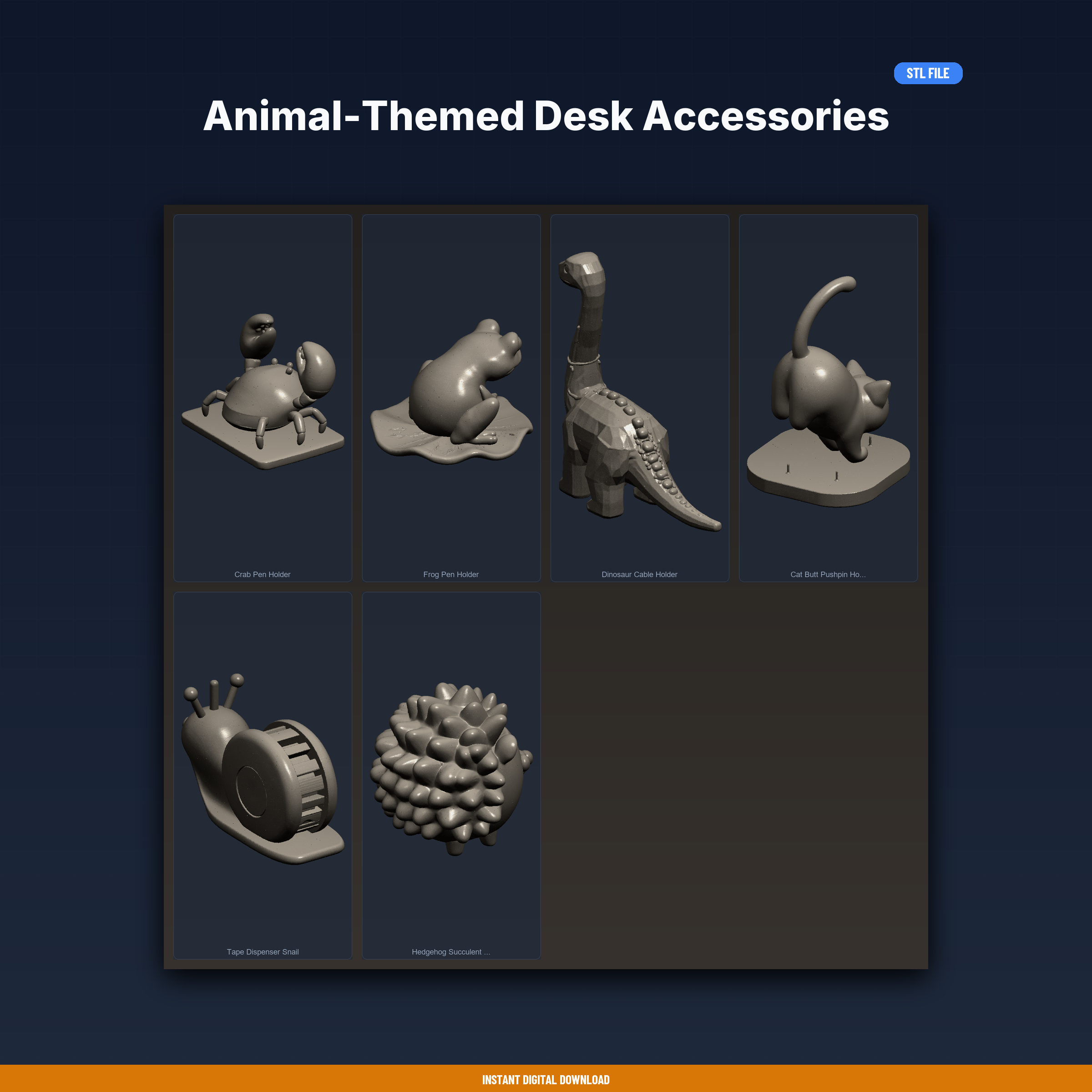 Animal-Themed Desk Accessories - 6-Model STL Bundle