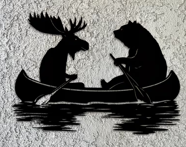 Moose & Bear Canoe Wall Art