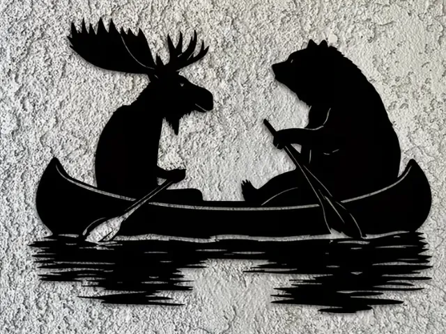 Moose & Bear Canoe Wall Art
