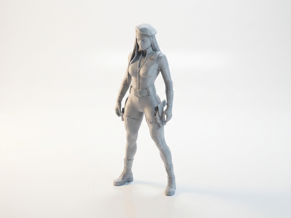 Soldier In Bodysuit Female Figurine 3D Printable