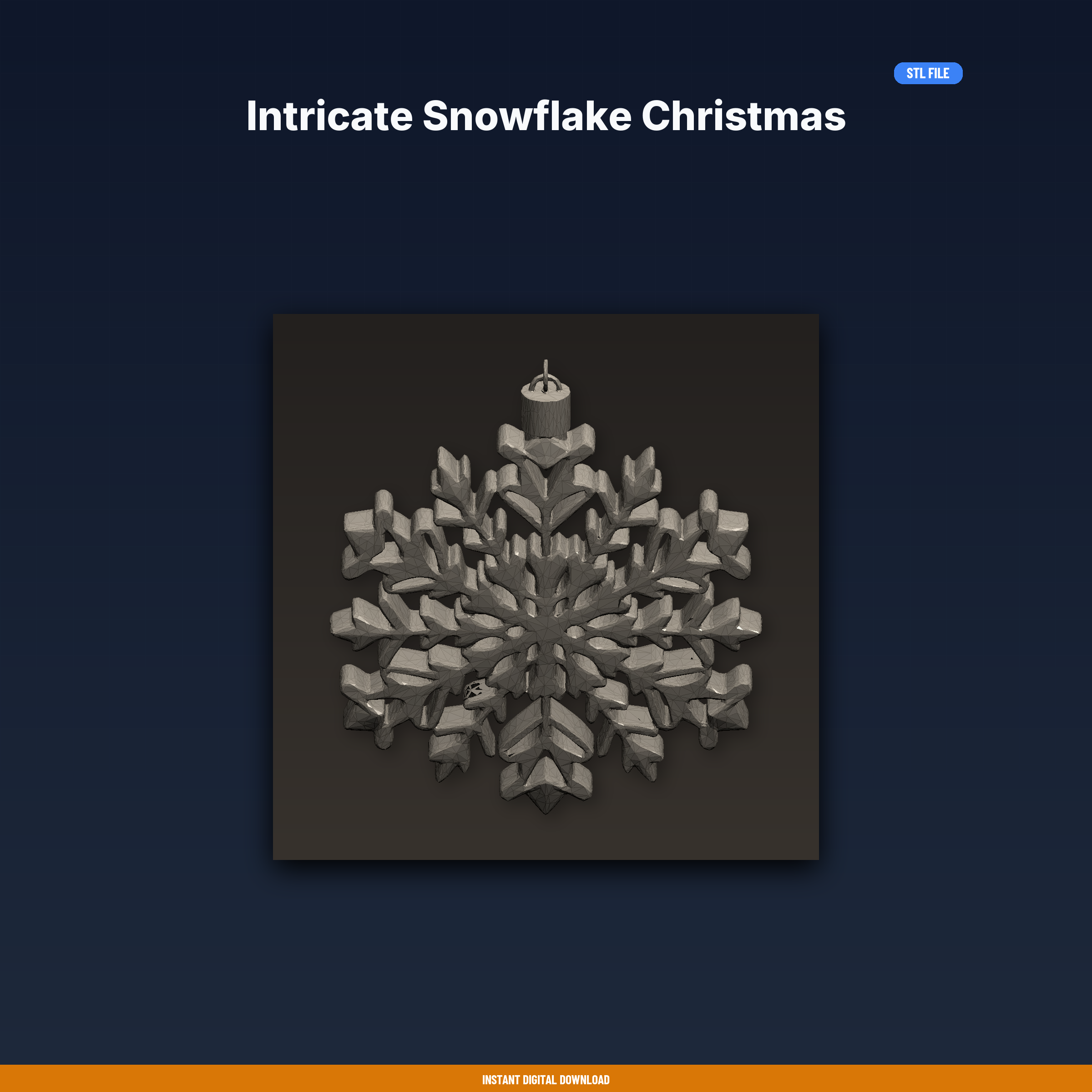 Intricate Snowflake Christmas Ornament, Geometric Pattern, Tree - 3D Printable STL File