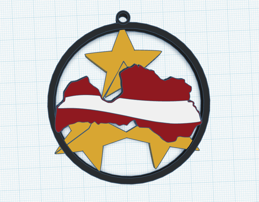 Latvia contour three star keychain / Latvija
