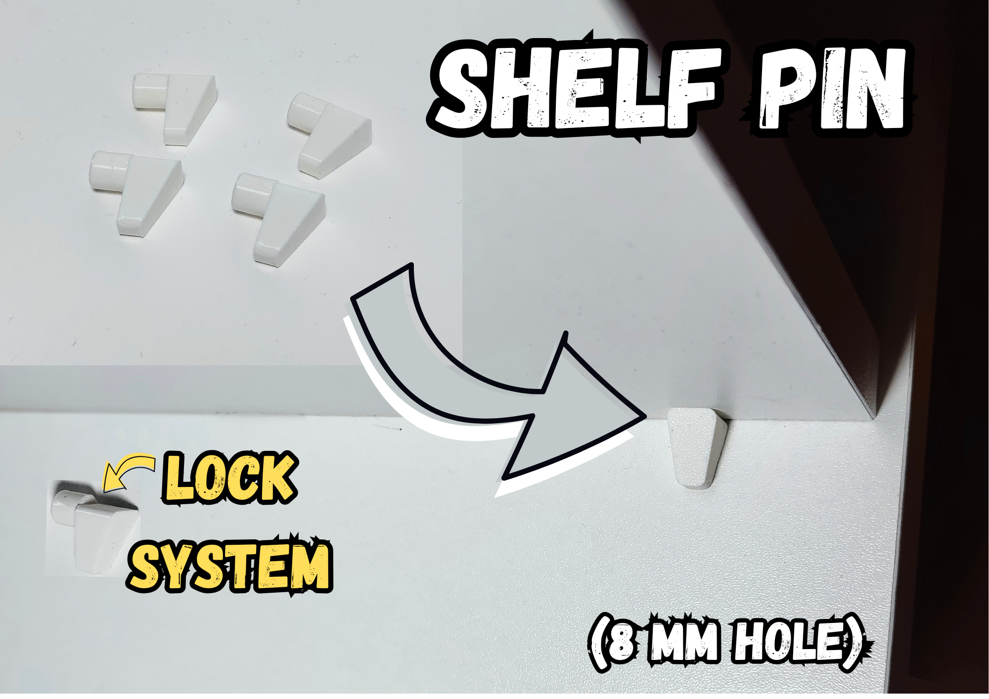 Smart Locking Shelf Pin (for 8mm hole)