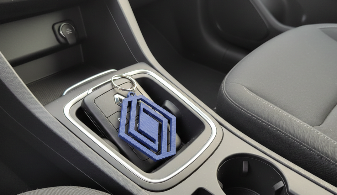 Renault New Logo Keychain – Cut-Out Engraved Design