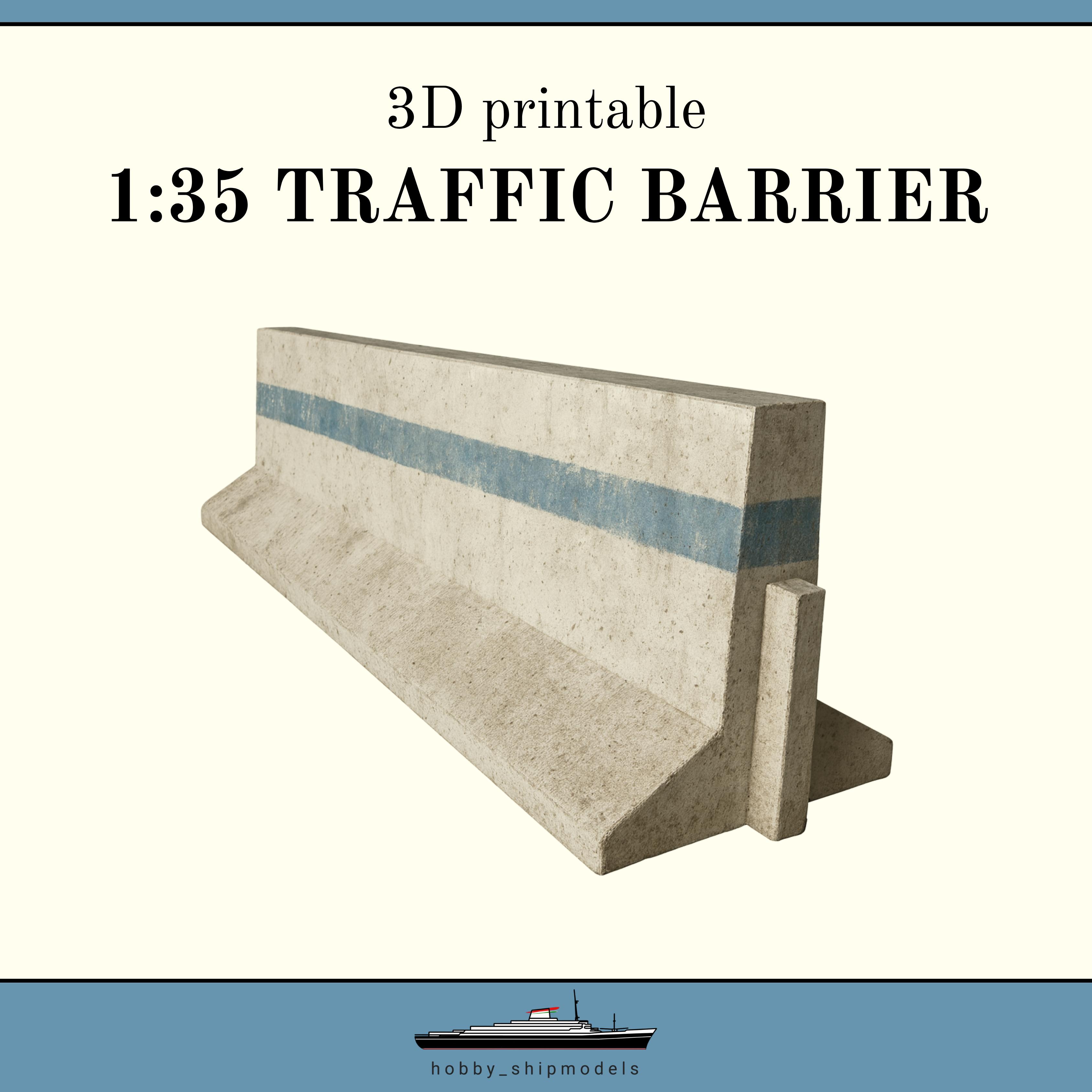 1:35 printable traffic barrier and mold - for dioramas (adjusted)