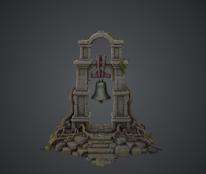 Ancient Ruined Bell Arch – Fantasy Temple Bell Ruins