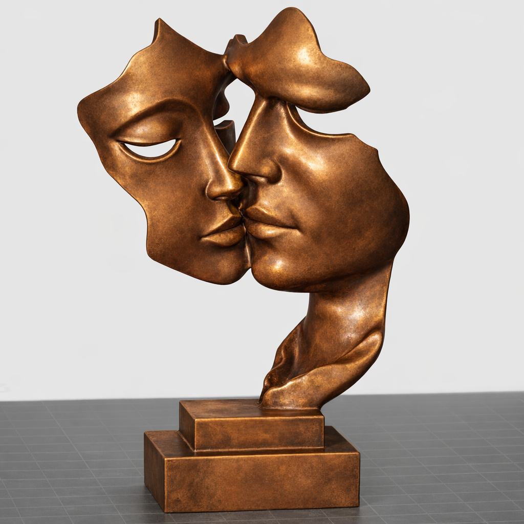 Kissing faces statue
