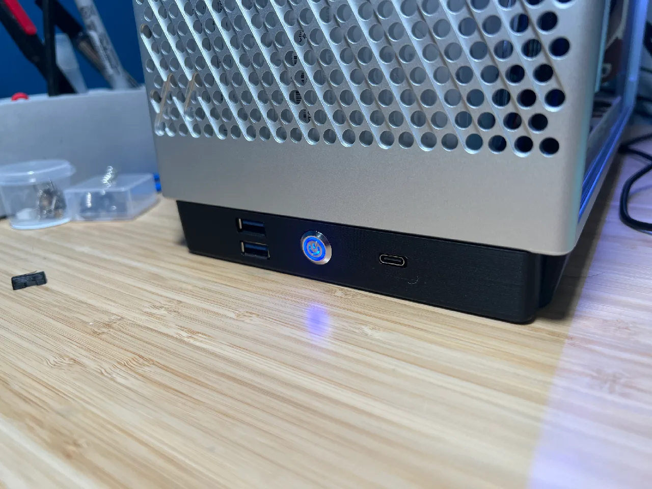 NCase M2 Grater stand with USB ports and power button by