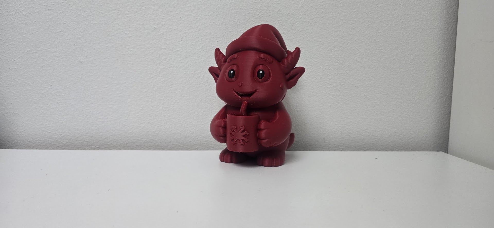 Cute Winter Imp Gnome with Hot Cocoa Mug