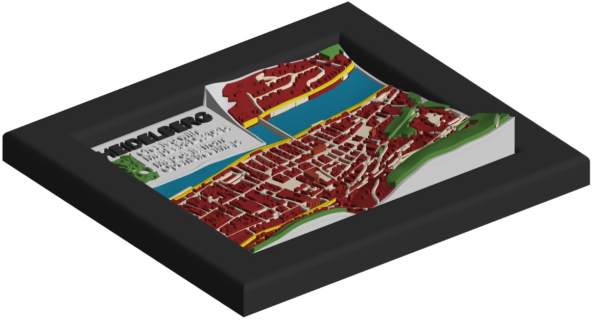 Heidelberg old town topographical map