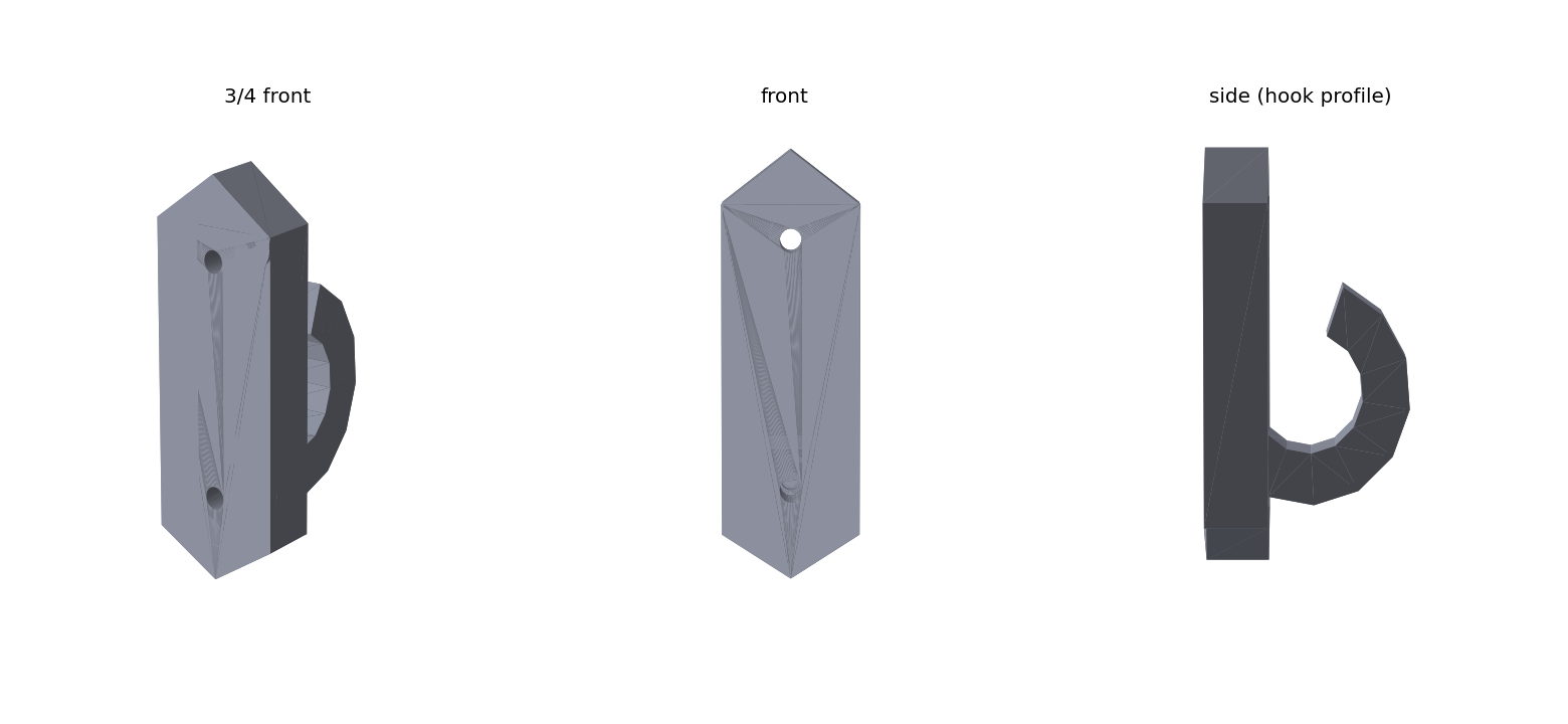 Prism Wall Hook — Faceted Designer Coat / Towel / Key Hook (Screw-Mount, No Supports)