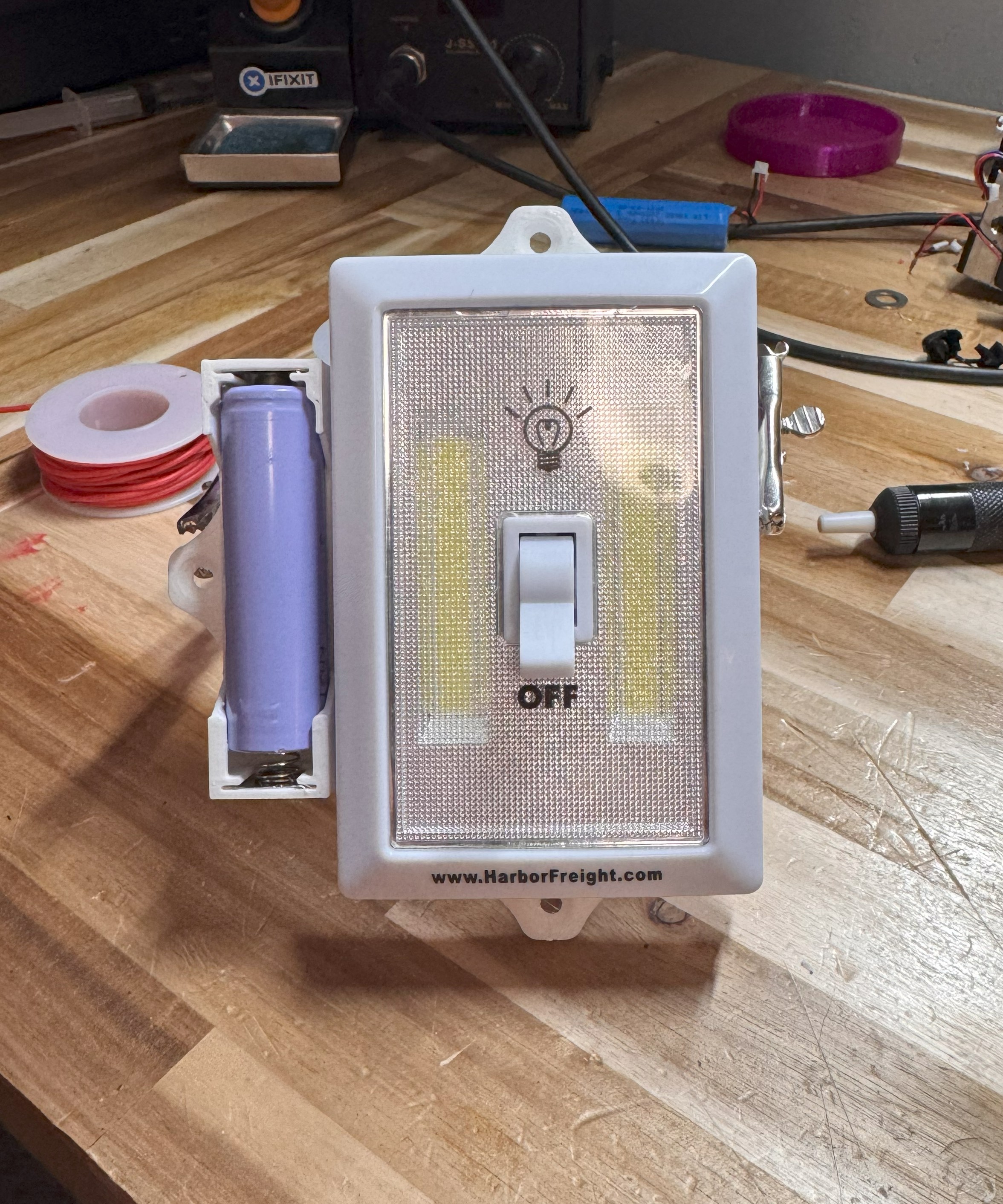 Harbor Freight LED Light Switch Mount & 18650 Holder