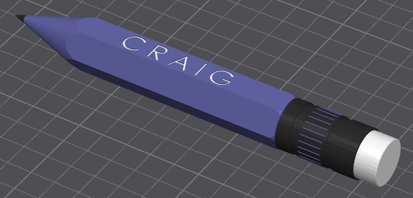 Scaled up model of a pencil for desktop displays