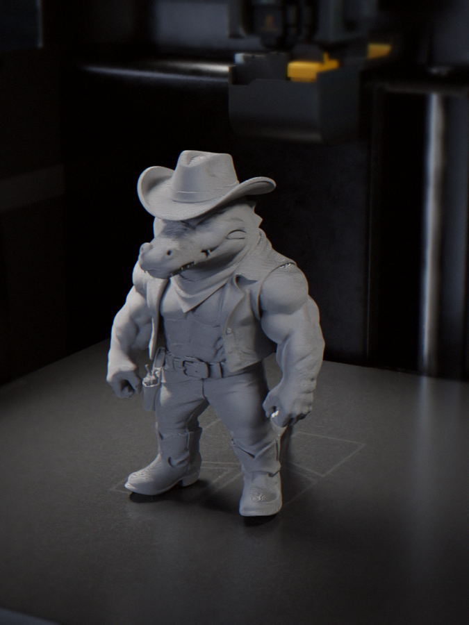 Croc Sheriff Cowboy Figurine 3D Printable 3D model by José Pedro