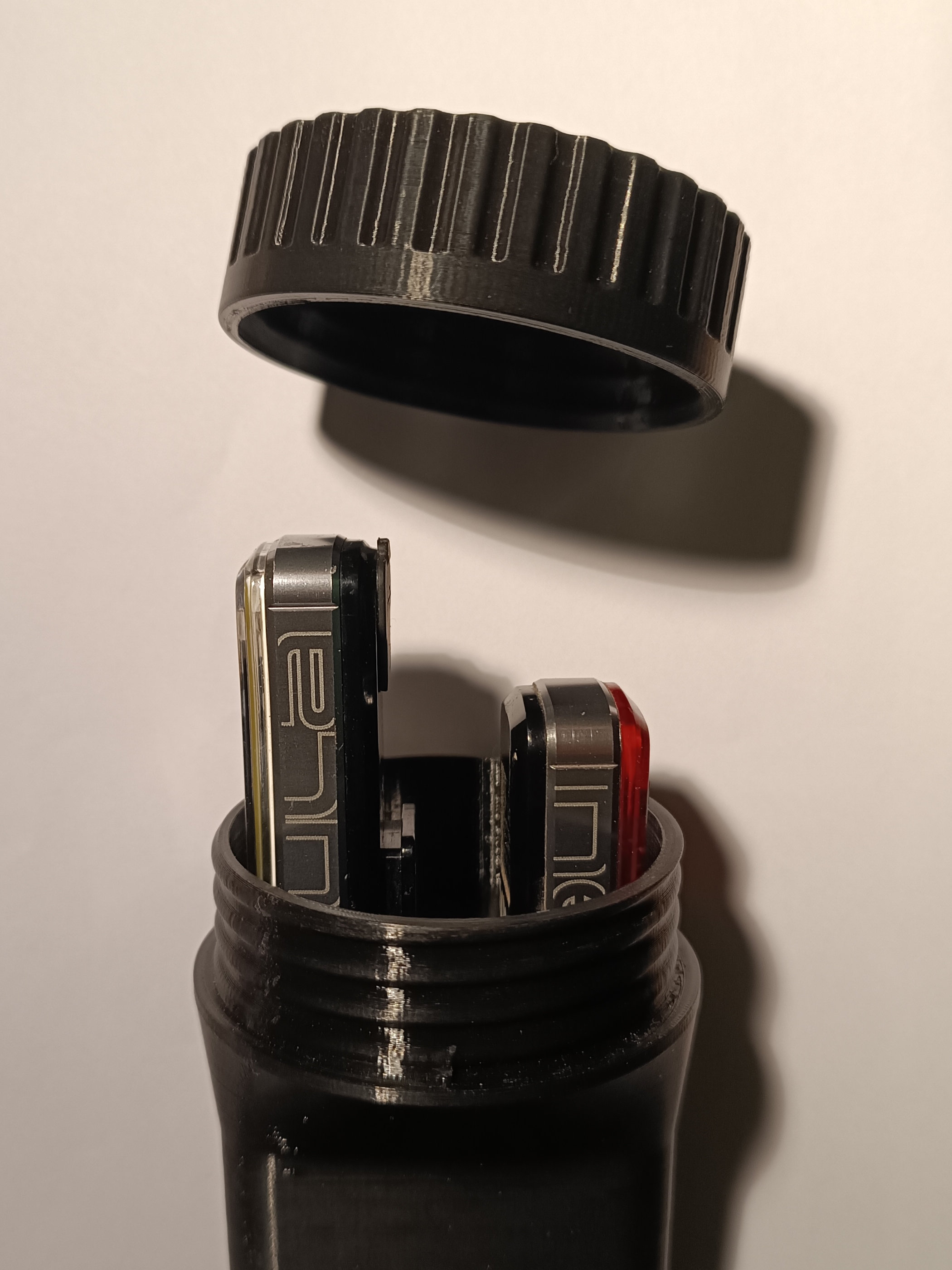 Moon Nebula bike lights case with screw top