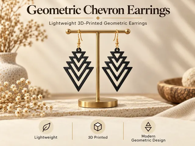 Geometric Chevron Earrings – 3D Printable Jewelry