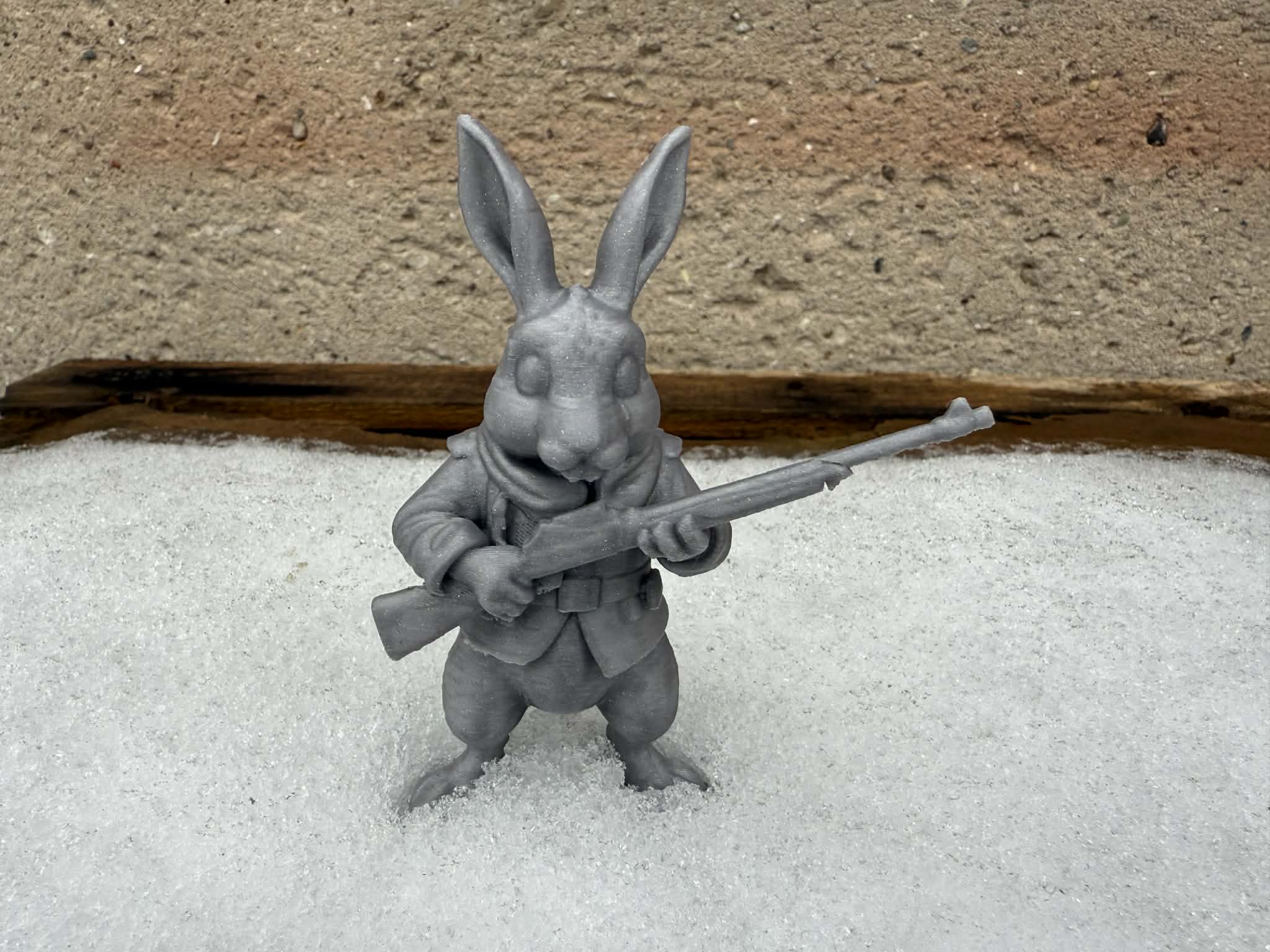 Rabbit soldier with a gun