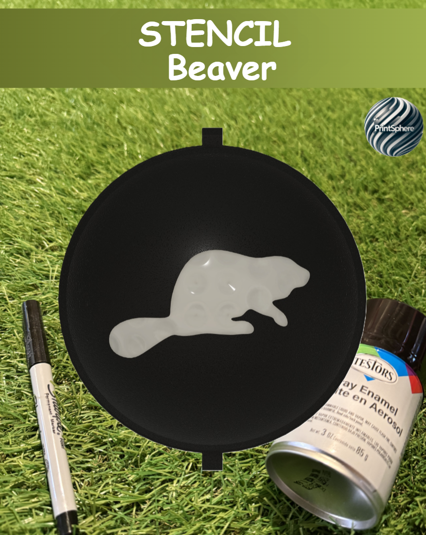 Golf - Golf Ball Stencil - Insert - Animal - Beaver - Marker 3D model by Peter C