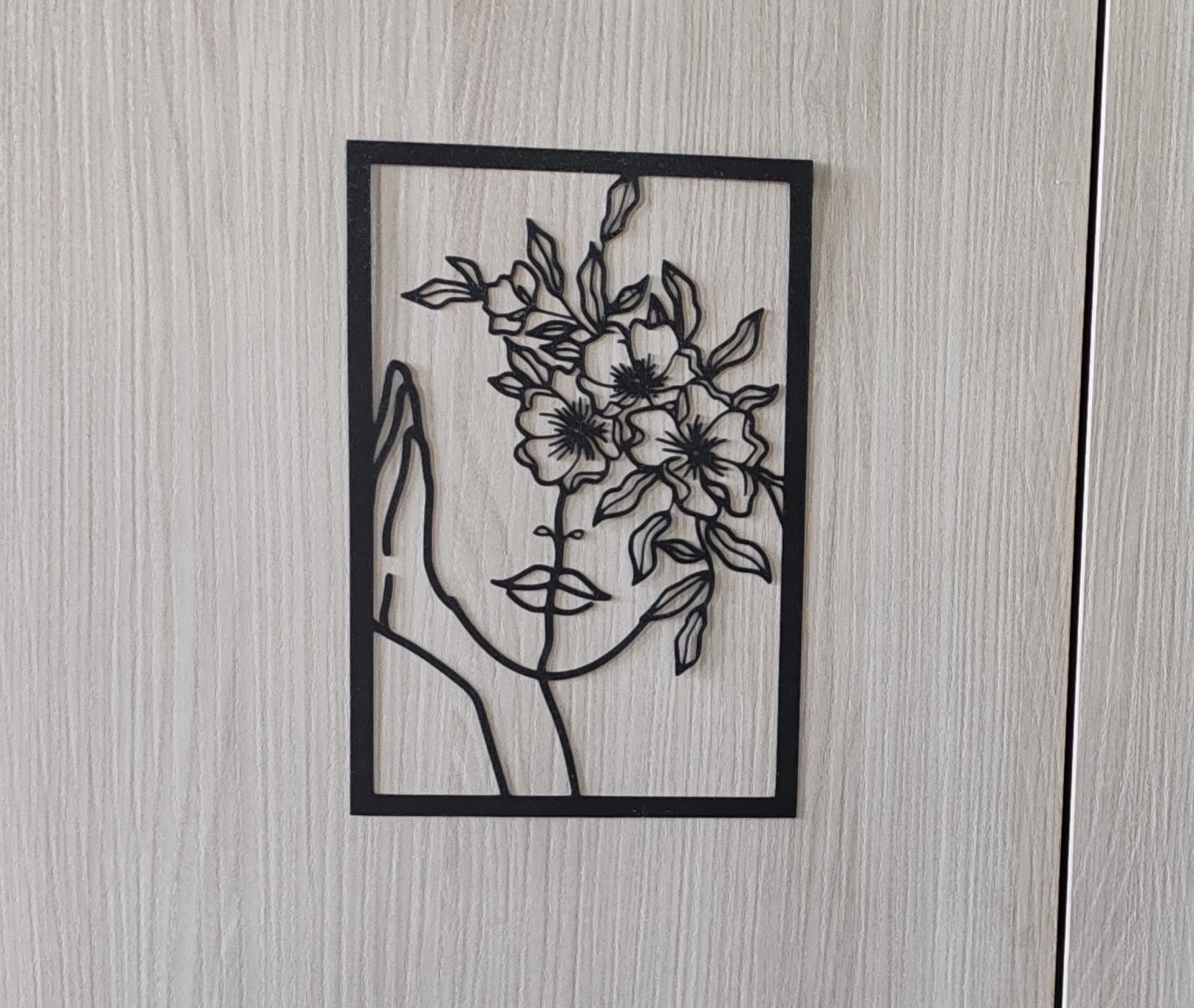 Beautiful Woman silouette with flowers 2d home decor wallart