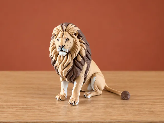 Realistic Male Lion Wildlife Figurine