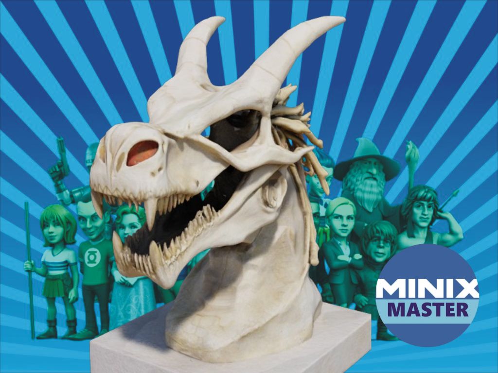 skeletal dragon head sculpture