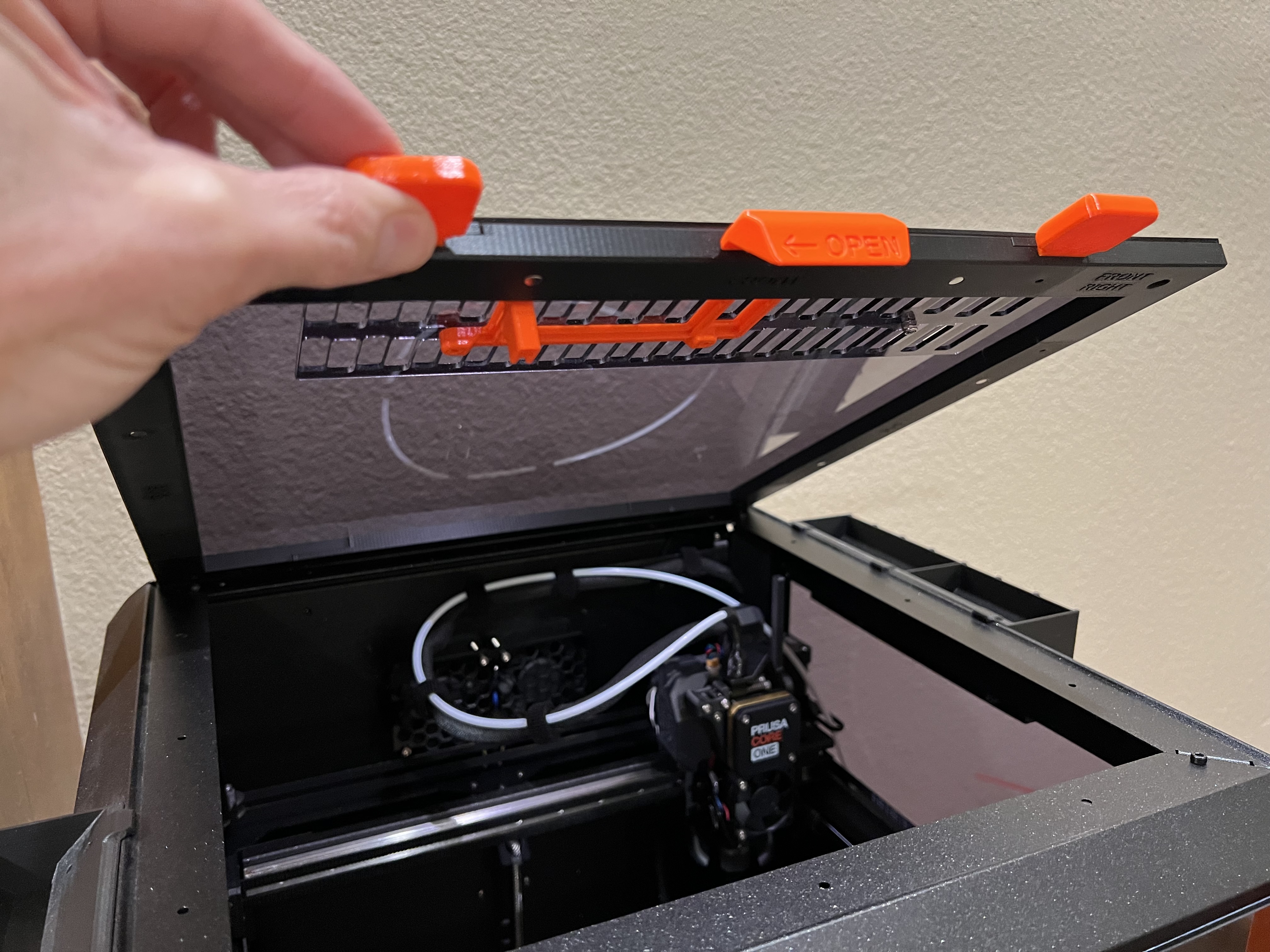 Prusa Core One+ Magnetic Top Cover Vent Slide and Handle