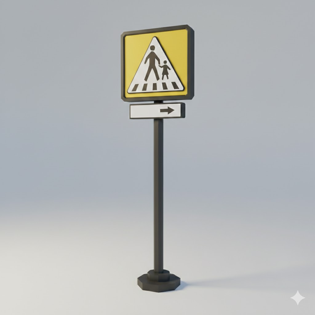 Low Poly Pedestrian Crossing Sign