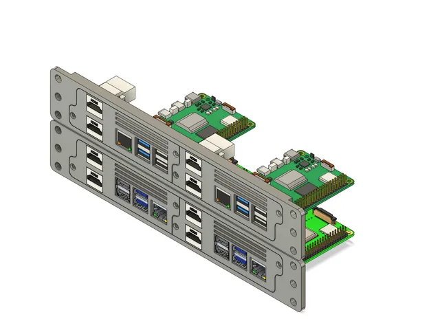 10' Server Rack Panel - 1U - 2P - RPI 3/4/5 - 2 x Keystone