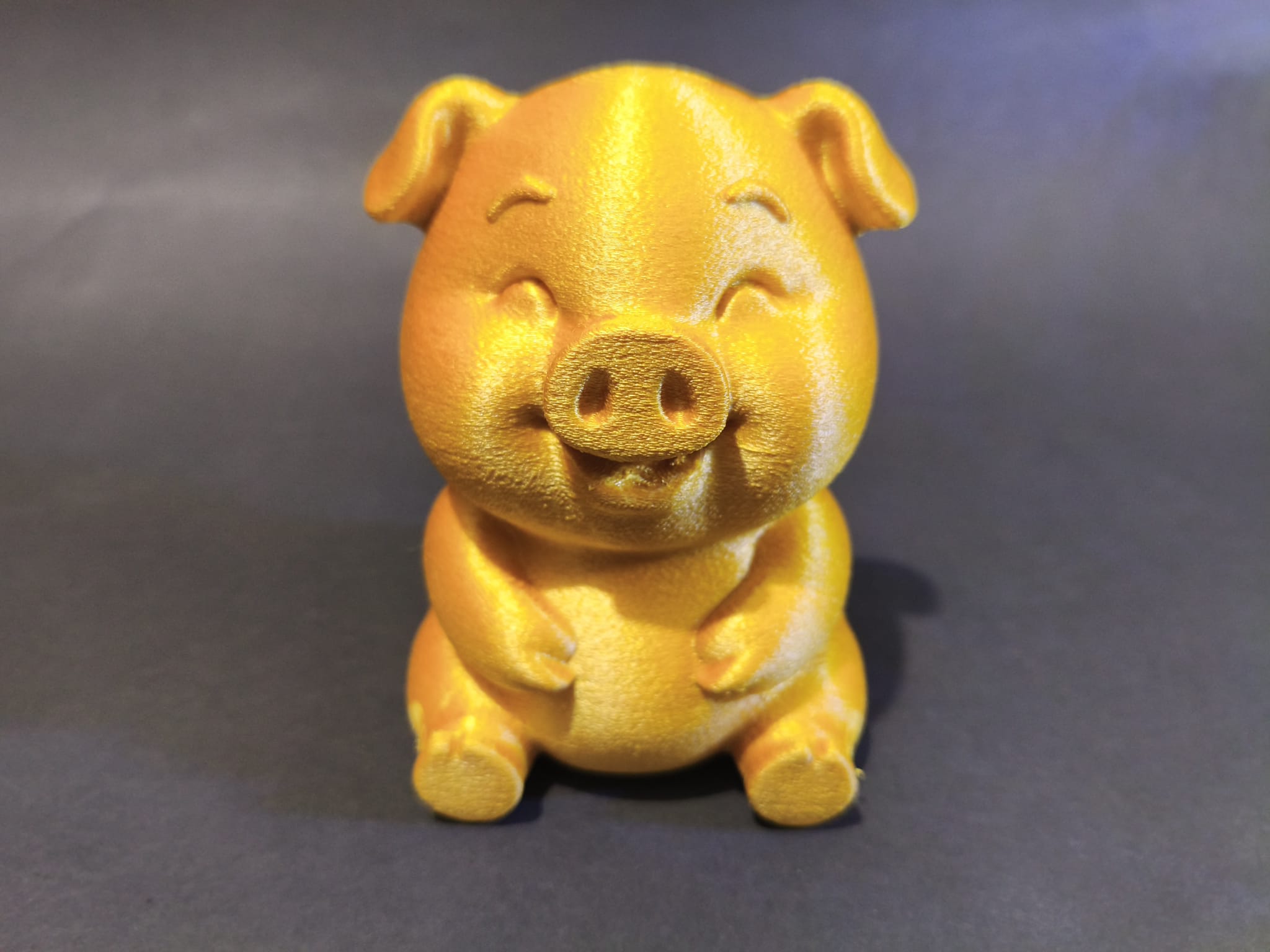Golden 3D Printed Smiling Pig