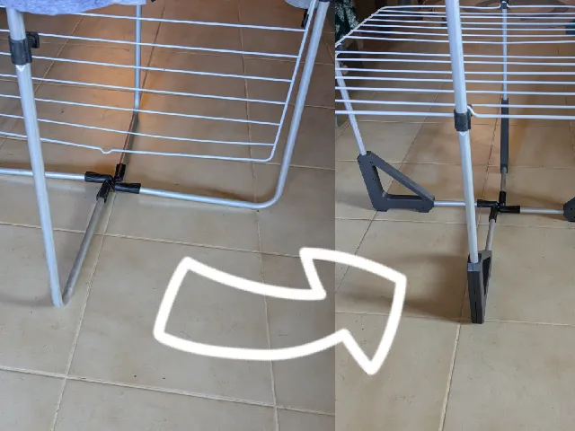 Drying rack de-flimsyfier (15mm tubing, 50mm radius)