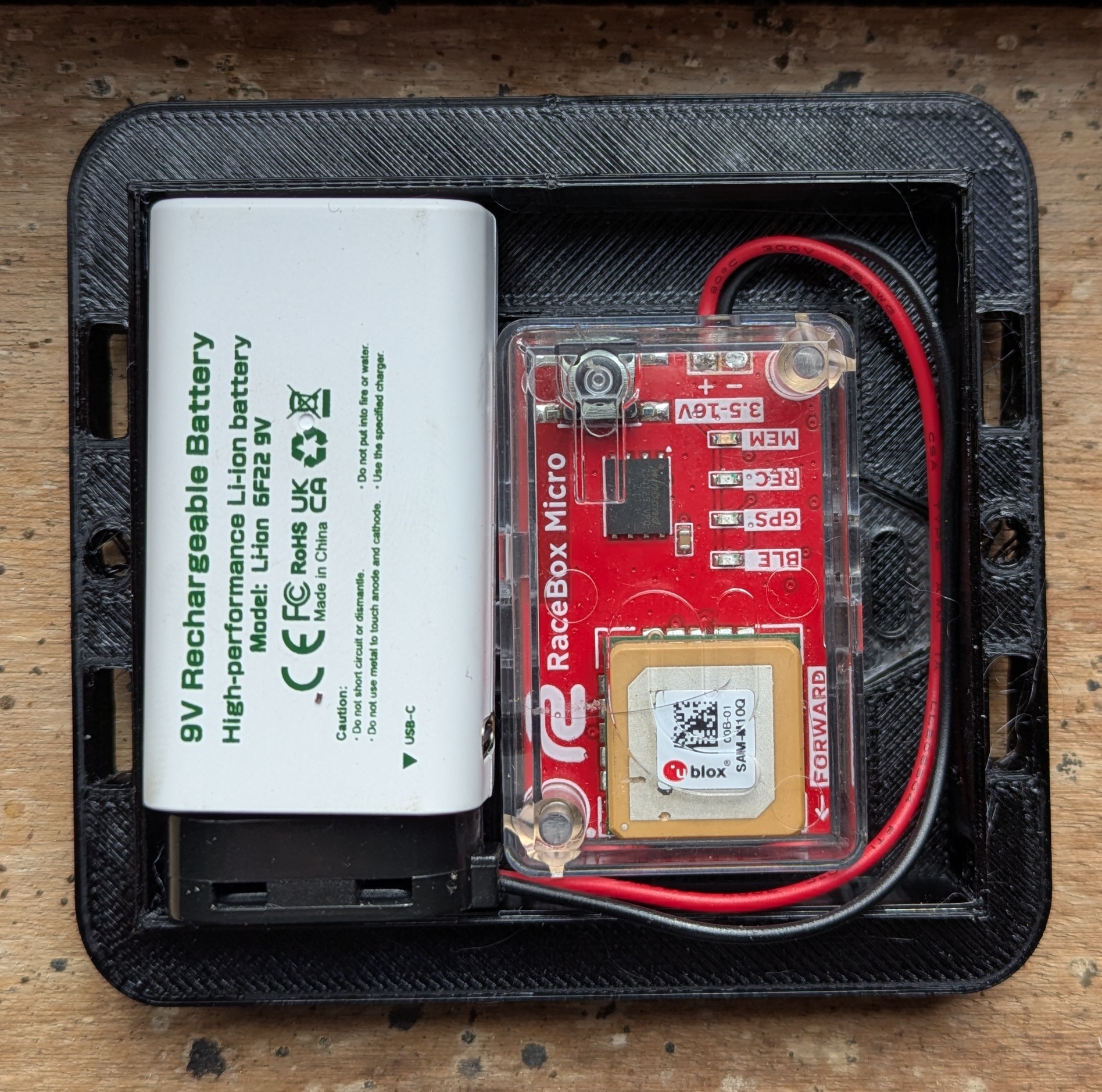 Racebox Micro + 9 volt battery case