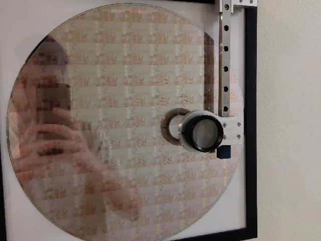 Lens holder for silicon wafer art frame