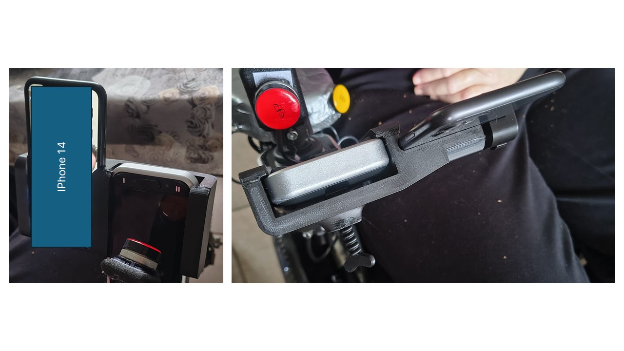 Phone holder for electric wheelchair